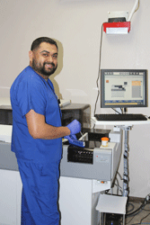 Testing urine at Agape Pain Management Center in Las Cruces