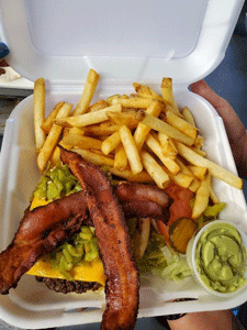 Hamburger with bacon and avocado from ChaChi's Express Mexican Food Drive Thru in Las Cruces