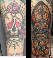Skull tattoo done at DNA Tattoo Shop in Las Cruces, NM