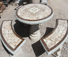Concrete tables and benches for sale at Casa Bonita Imports in Las Cruces