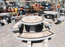 Inlaid mosaic stone cement tables for sale in Las Cruces, NM