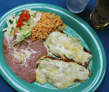 Mexican food plate at Los Compas Mexican Restaurant in Las Cruces