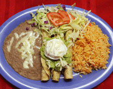 Flauta plate at Nopalito's Mexican Food Restaurant on Missouri Avenue in Las Cruces