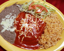 Red Enchiladas at Nopalito's Mexican Food Restaurant on Missouri Avenue in Las Cruces