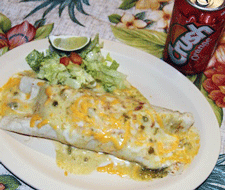 Burrito smothered in green chile at Bravo's Mexican Food Cafe in Las Cruces
