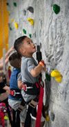 Rock wall climbing at Rockin Jump Trampoline Park in Las Cruces