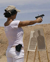 Woman taking a concealed carry class in Las Cruces