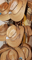 Straw hats for sale at Galeri Azul in Mesilla