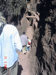 Tunnels to underground churches in Lalibela, Ethiopia