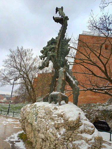 Dragon sculpture in Krakow, Poland