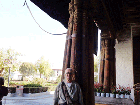 Wood column at The Potala in Tibet