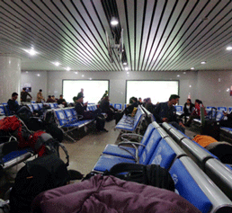 Inside the train station in Beijing