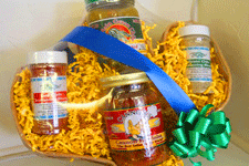 Gift baskets of salsa at The Truck Farm in Las Cruces