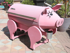 Pig shaped BBQ grill at Western Stoves & Fireplaces in Las Cruces, NM
